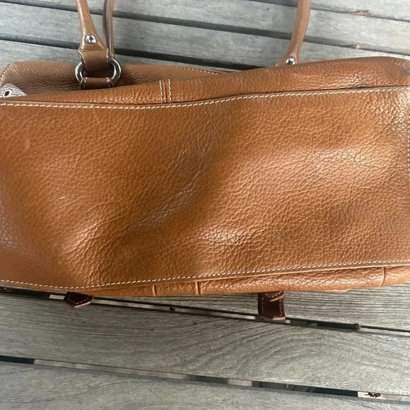 Tignanello Whiskey Caramel Brown Leather Satchel Shoulder Bag - Picture 7 of 9